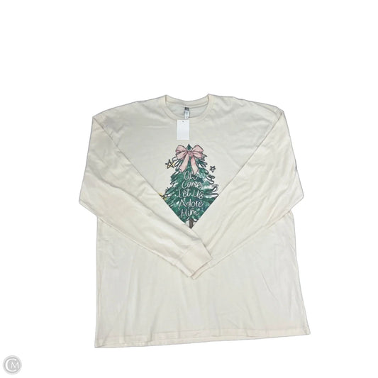 Top Long Sleeve By Cme In Cream, Size: 2x