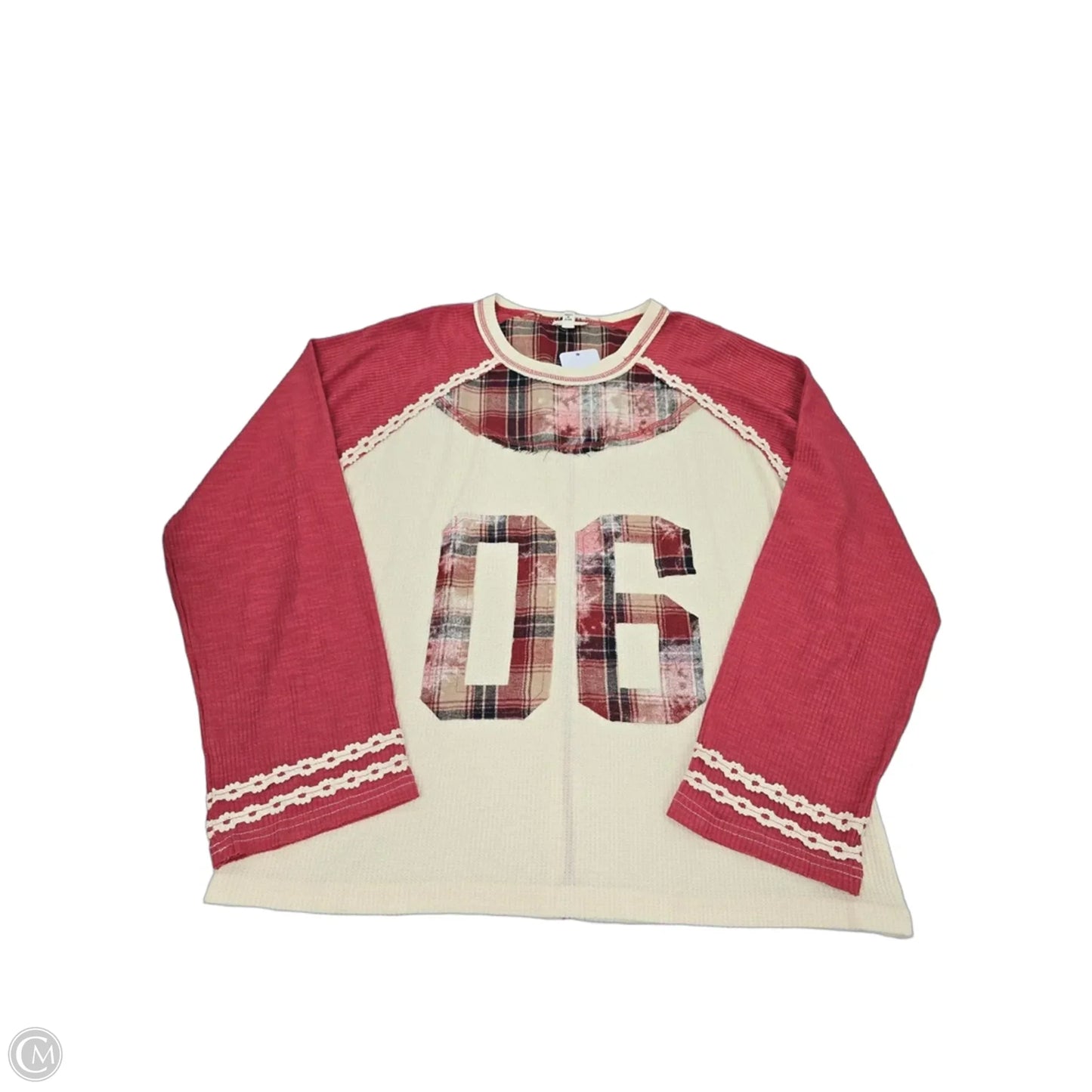 Top Long Sleeve By Pol In Red & White, Size: M