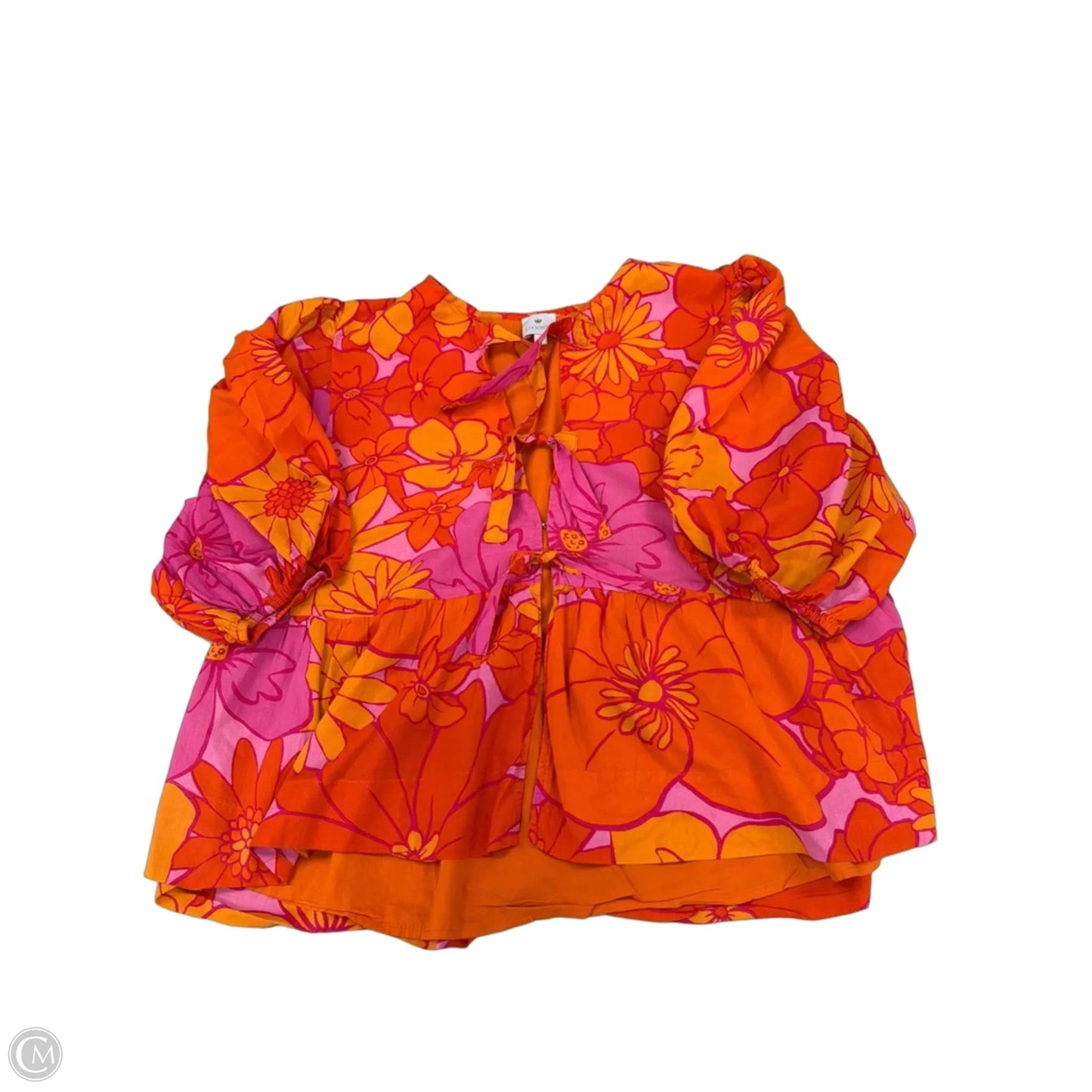 Top Short Sleeve By J.marie In Orange & Pink, Size: L