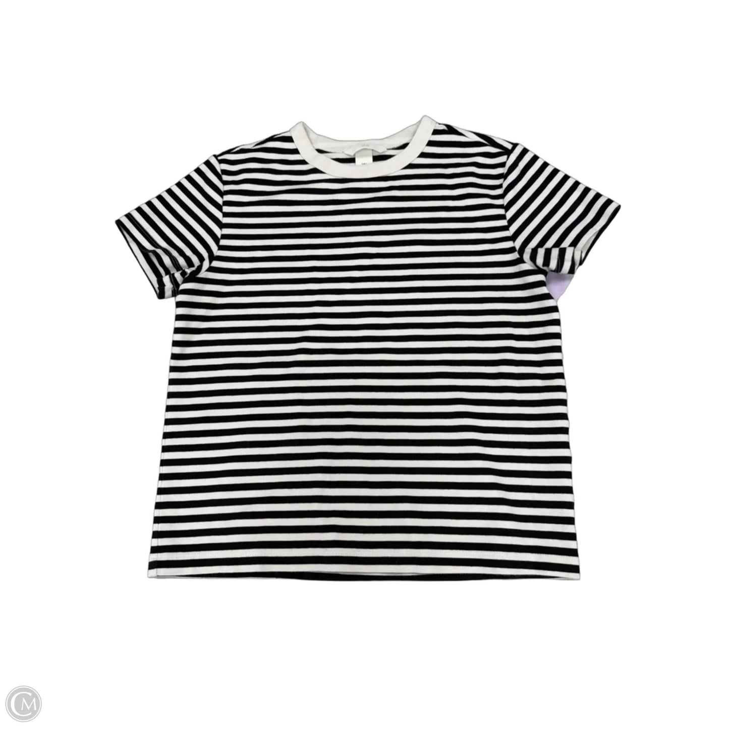 Top Short Sleeve By H&m In Striped Pattern, Size: S