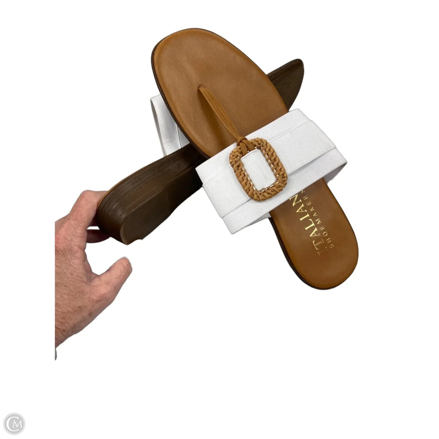 Sandals Flip Flops By Italian Shoemakers In White, Size: 8
