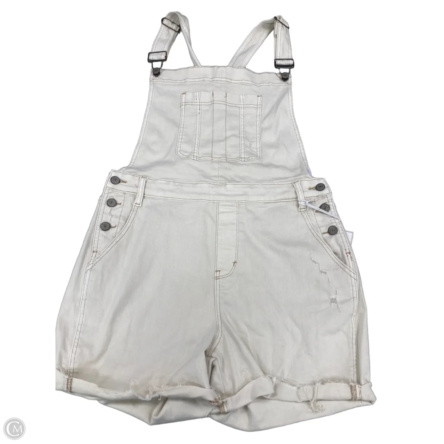 Shortalls By Judy Blue In Cream Denim, Size: 14