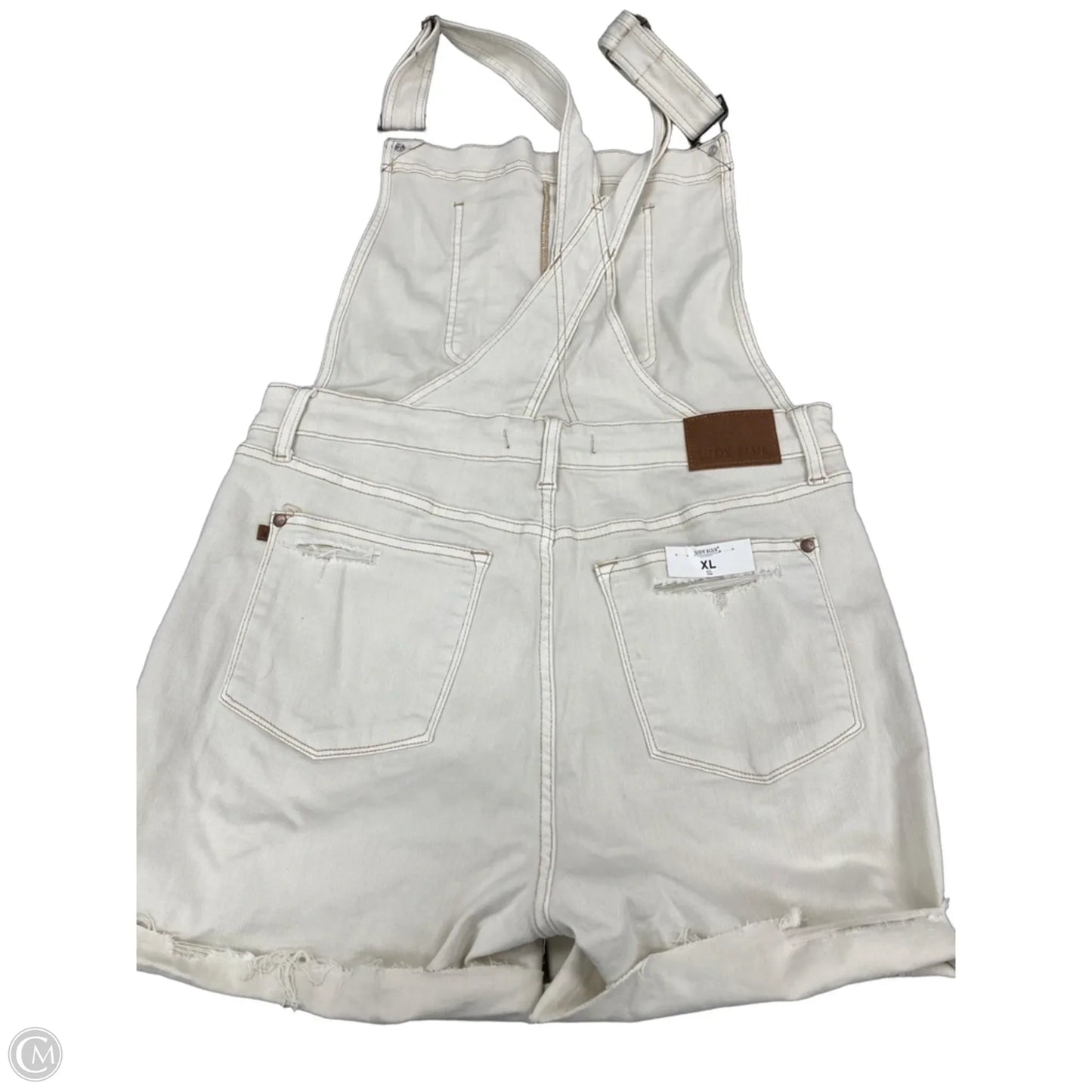 Shortalls By Judy Blue In Cream Denim, Size: 14