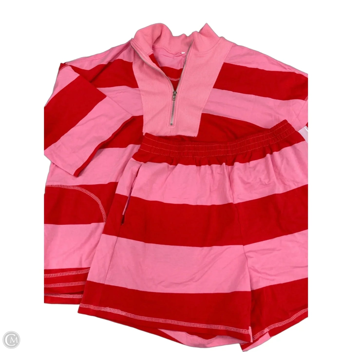 Top 2pc Short Sleeve By Cmf In Pink & Red, Size: L
