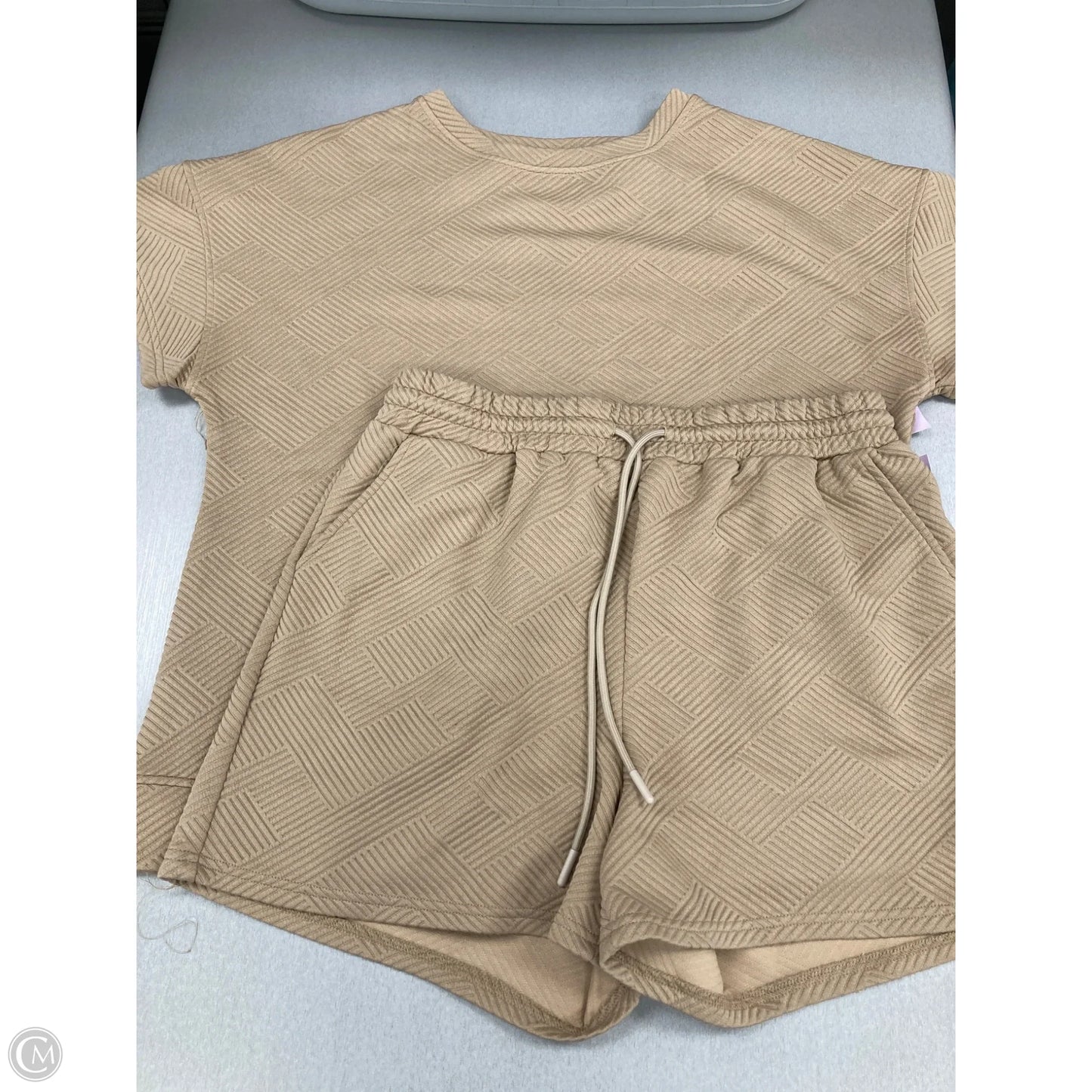 Top 2pc Short Sleeve By Cmf In Tan, Size: Xl