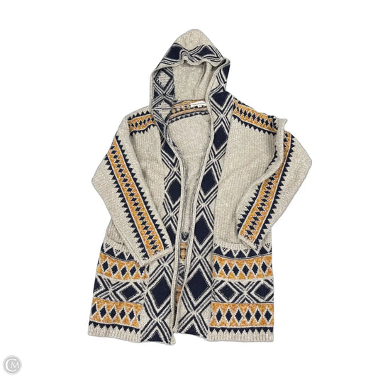 Cardigan By Lucky Brand In Tan & Yellow, Size: 1x