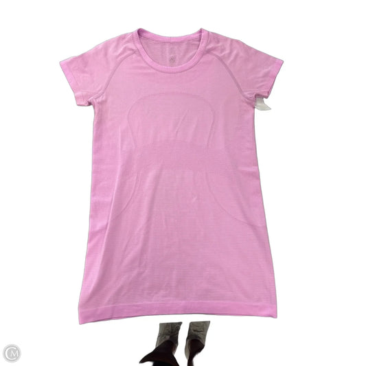 Athletic Top Short Sleeve By Lululemon In Pink, Size: 8