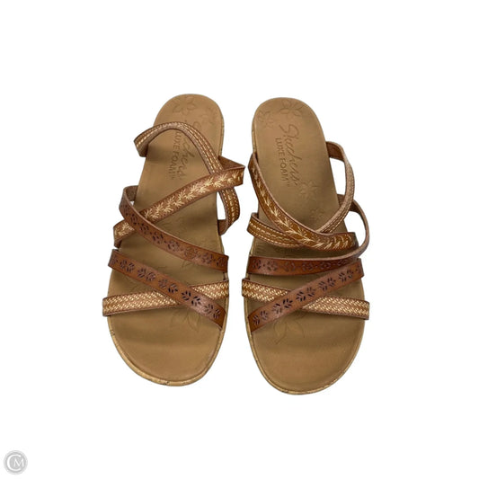 Sandals Heels Wedge By Skechers In Brown, Size: 7.5