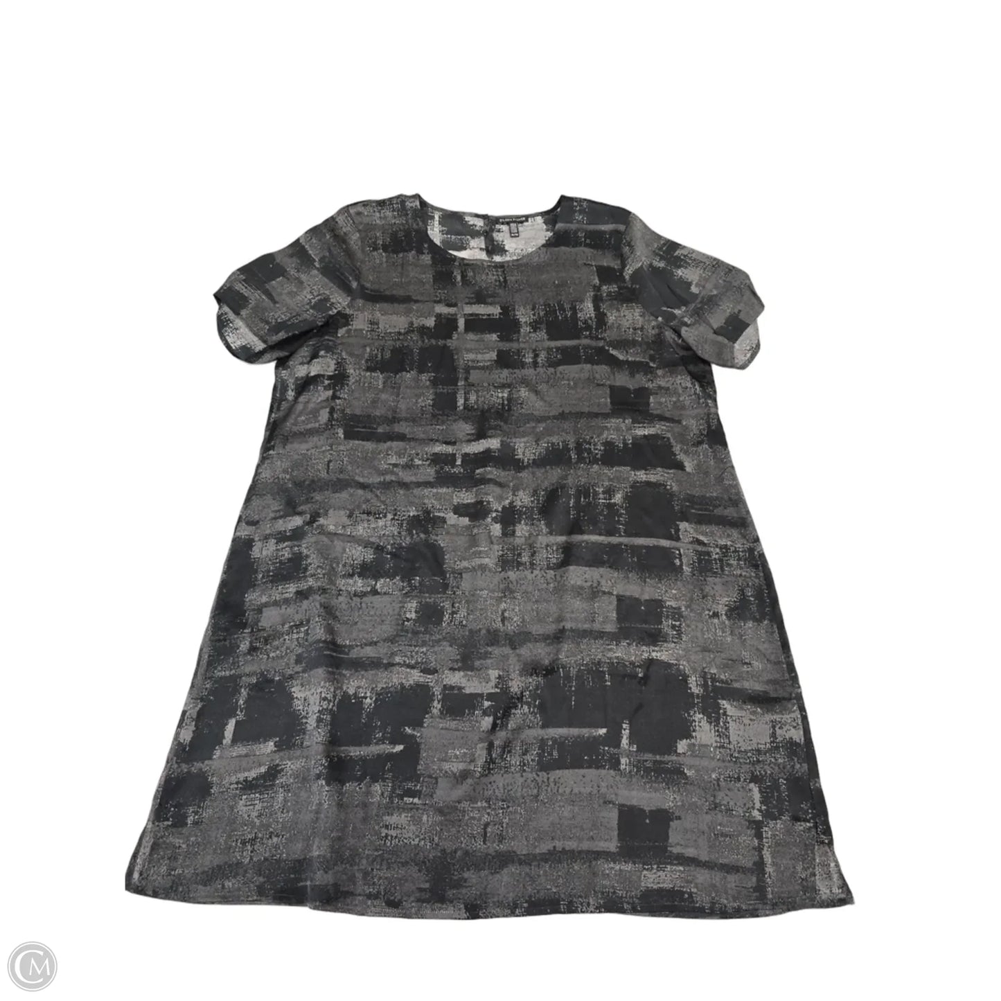 Top Short Sleeve By Eileen Fisher In Black & Grey, Size: Xl