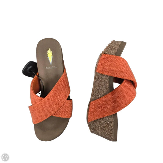 Sandals Heels Wedge By Volatile In Brown & Orange, Size: 6