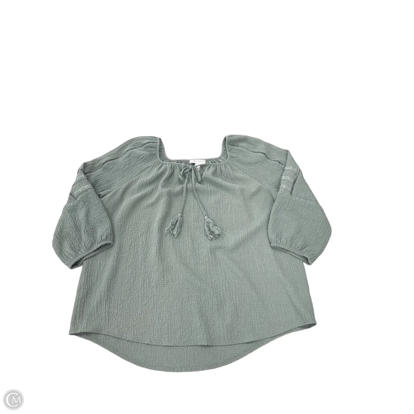 Top 3/4 Sleeve By Ab Studio In Green, Size: L