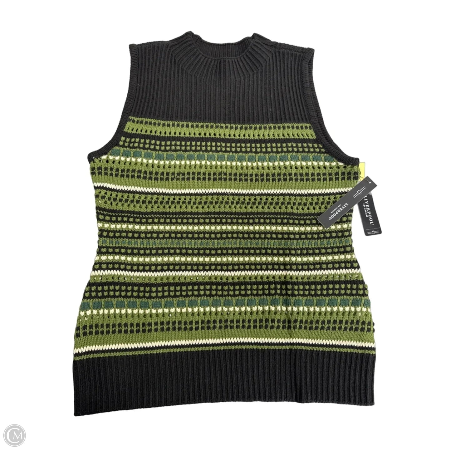 Vest Sweater By Liverpool In Black & Green, Size: L