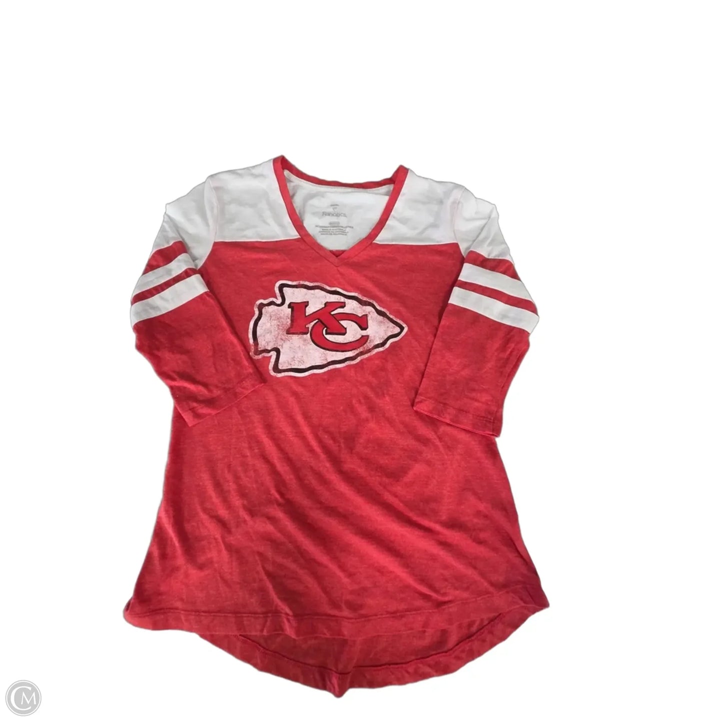 Top 3/4 Sleeve By Fanatics In Red & White, Size: S