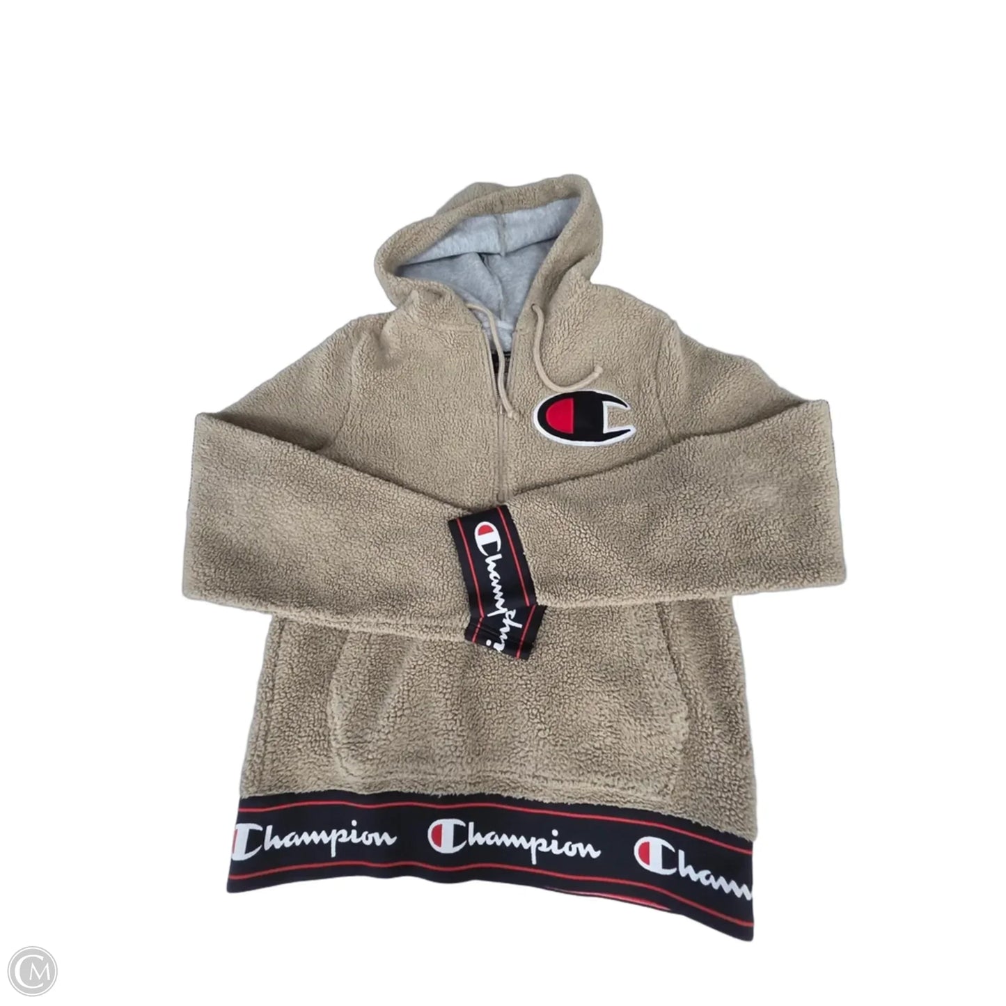 Jacket Fleece By Champion In Tan, Size: S