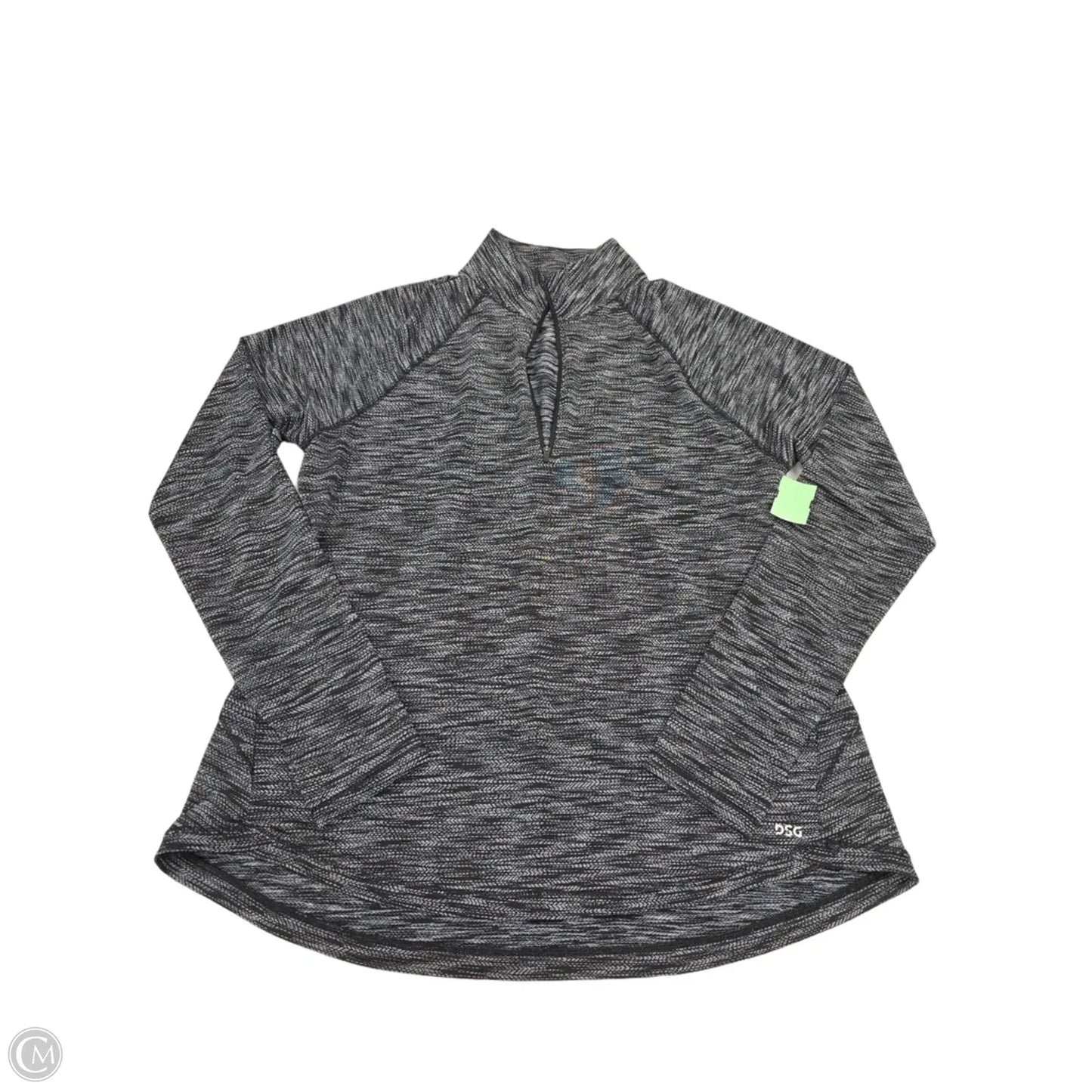 Athletic Top Long Sleeve Collar By Dsg Outerwear In Black & Grey, Size: L