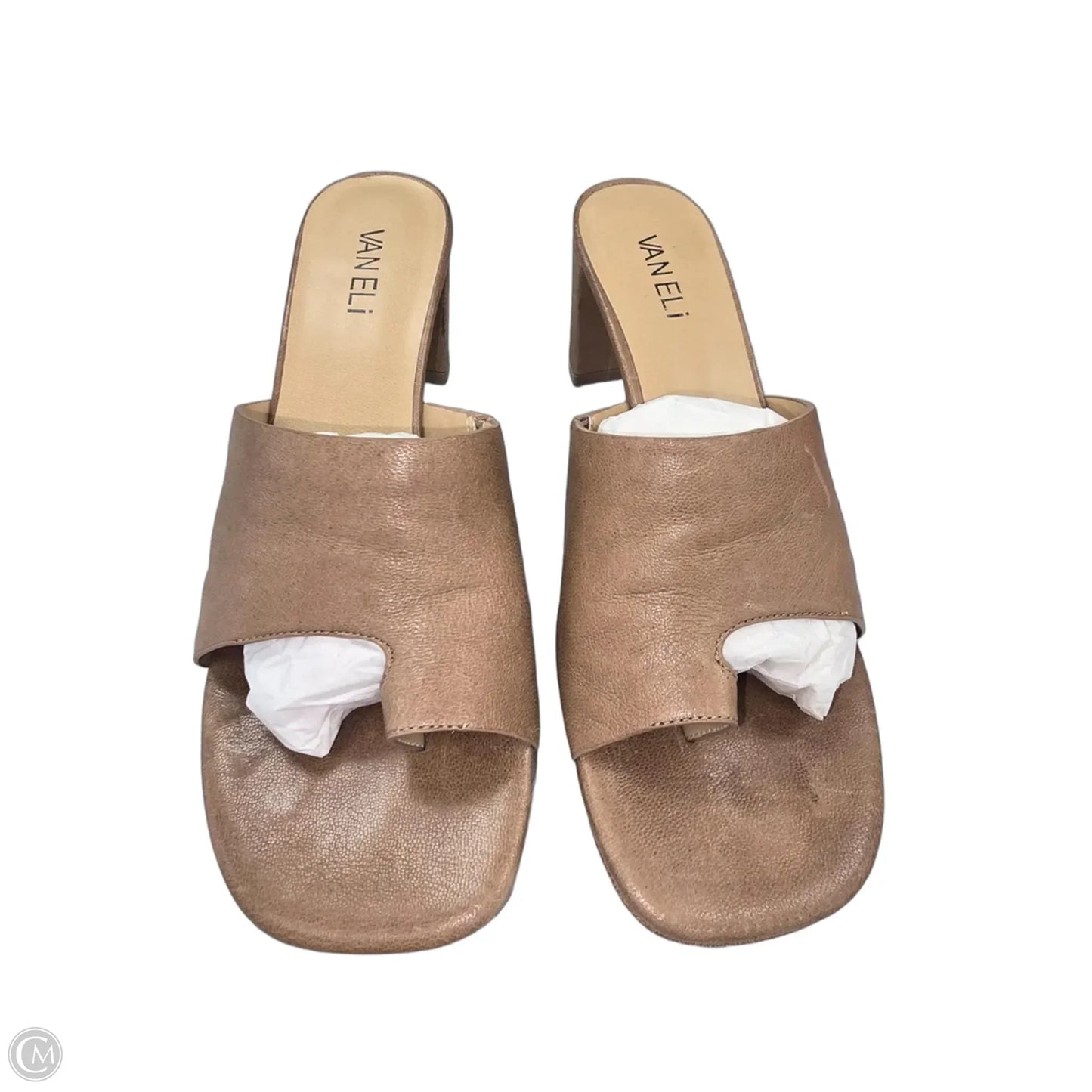 Sandals Heels Block By Vaneli In Tan, Size: 8.5