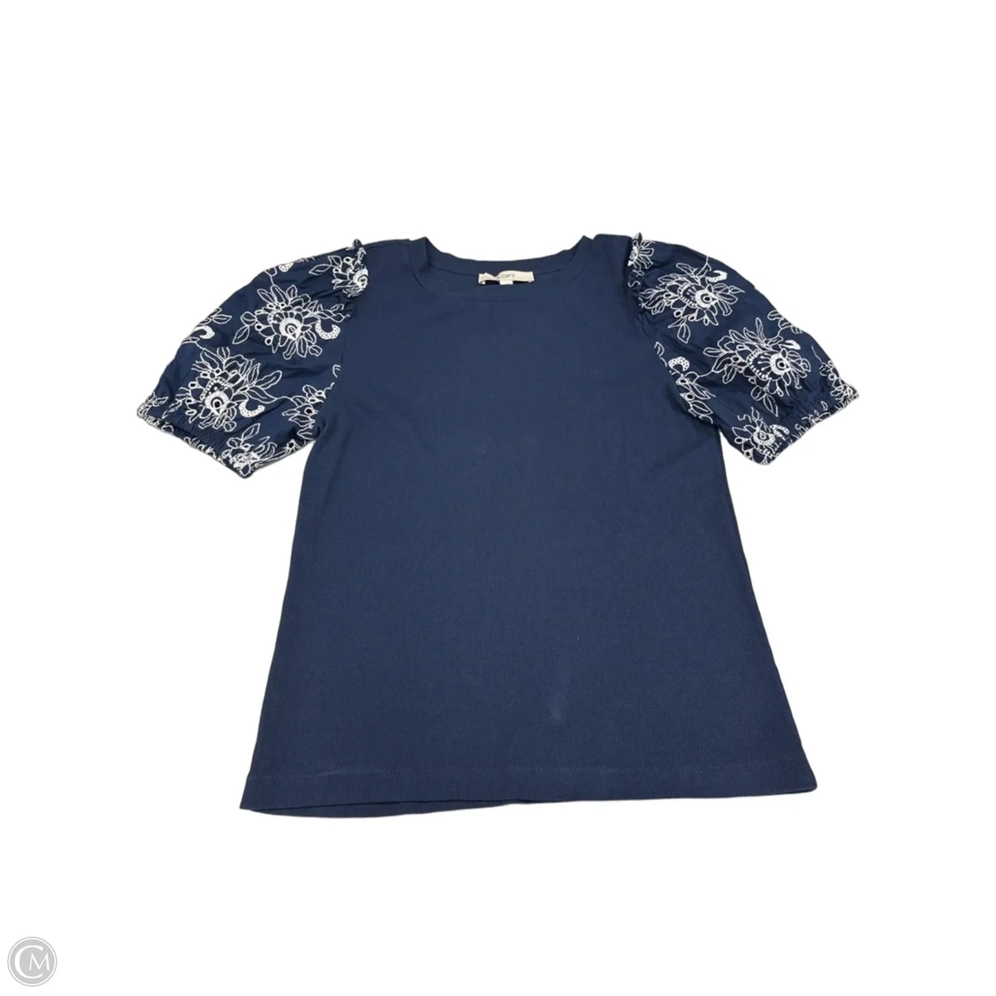 Top Short Sleeve By Loft In Navy, Size: L