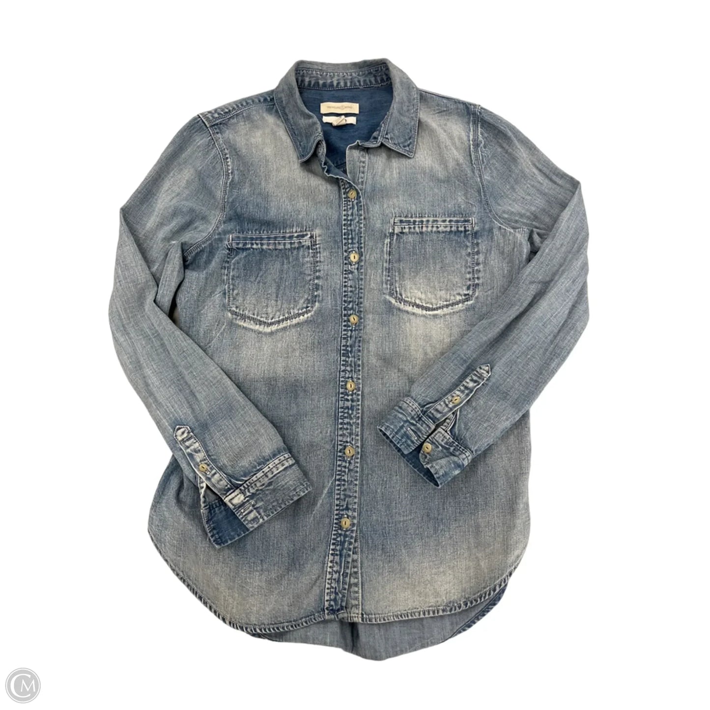 Top Long Sleeve By Treasure And Bond In Blue Denim, Size: M