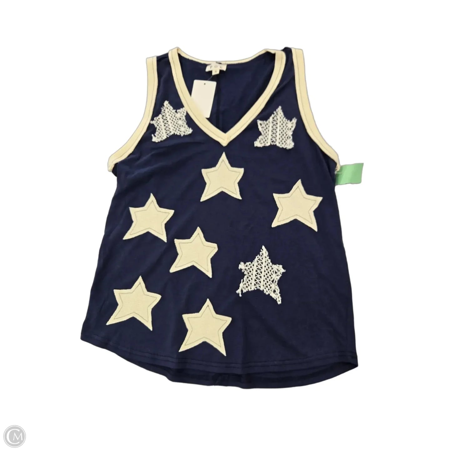 Tank Top By Pol In Blue & Cream, Size: S