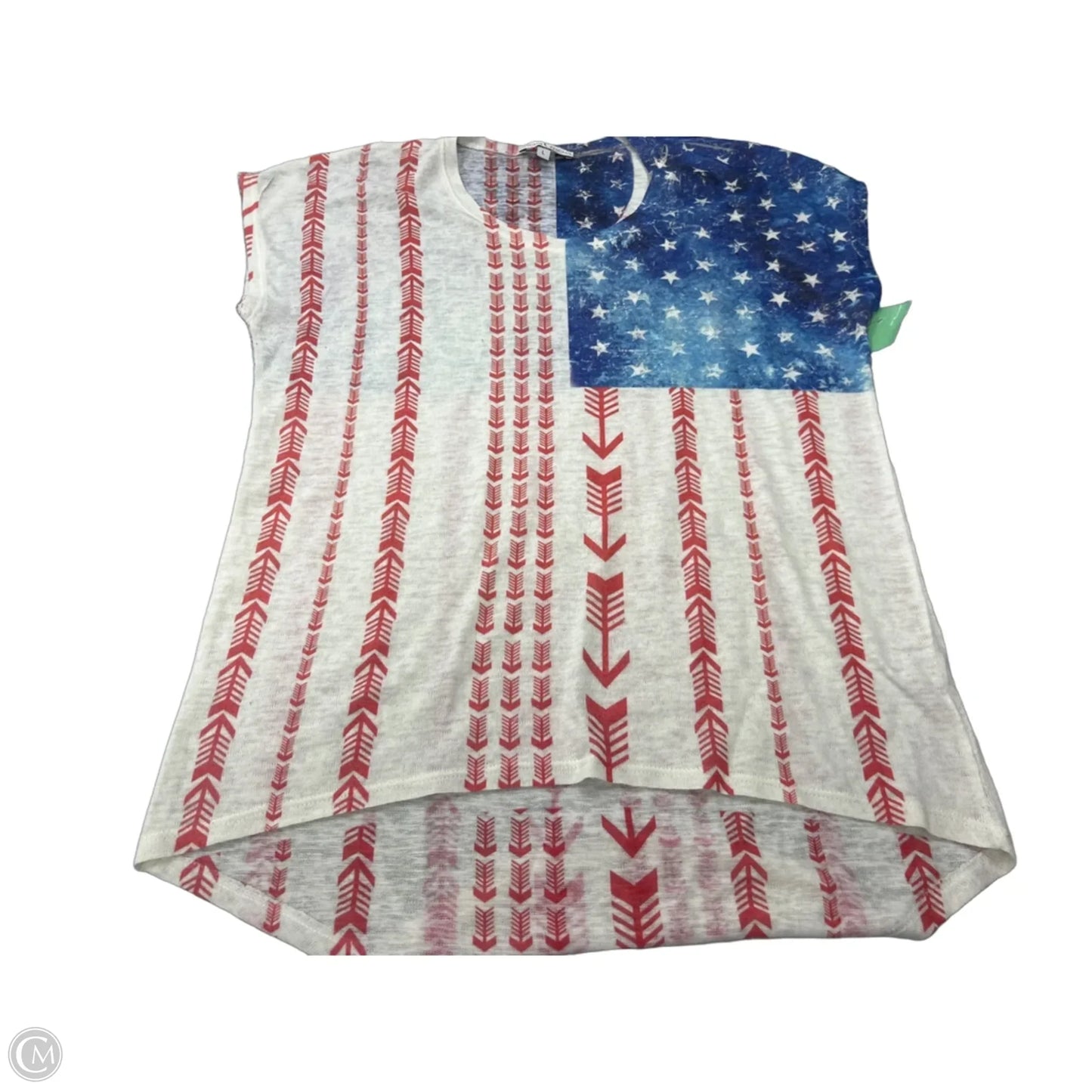 Top Short Sleeve By Moa Moa In Blue Red & White, Size: L