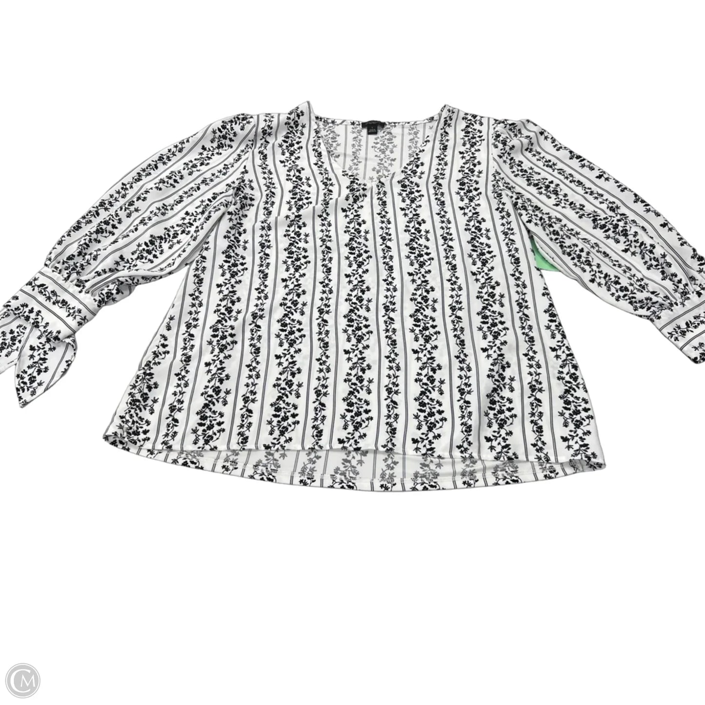 Top Long Sleeve By Ann Taylor In Black & White, Size: L