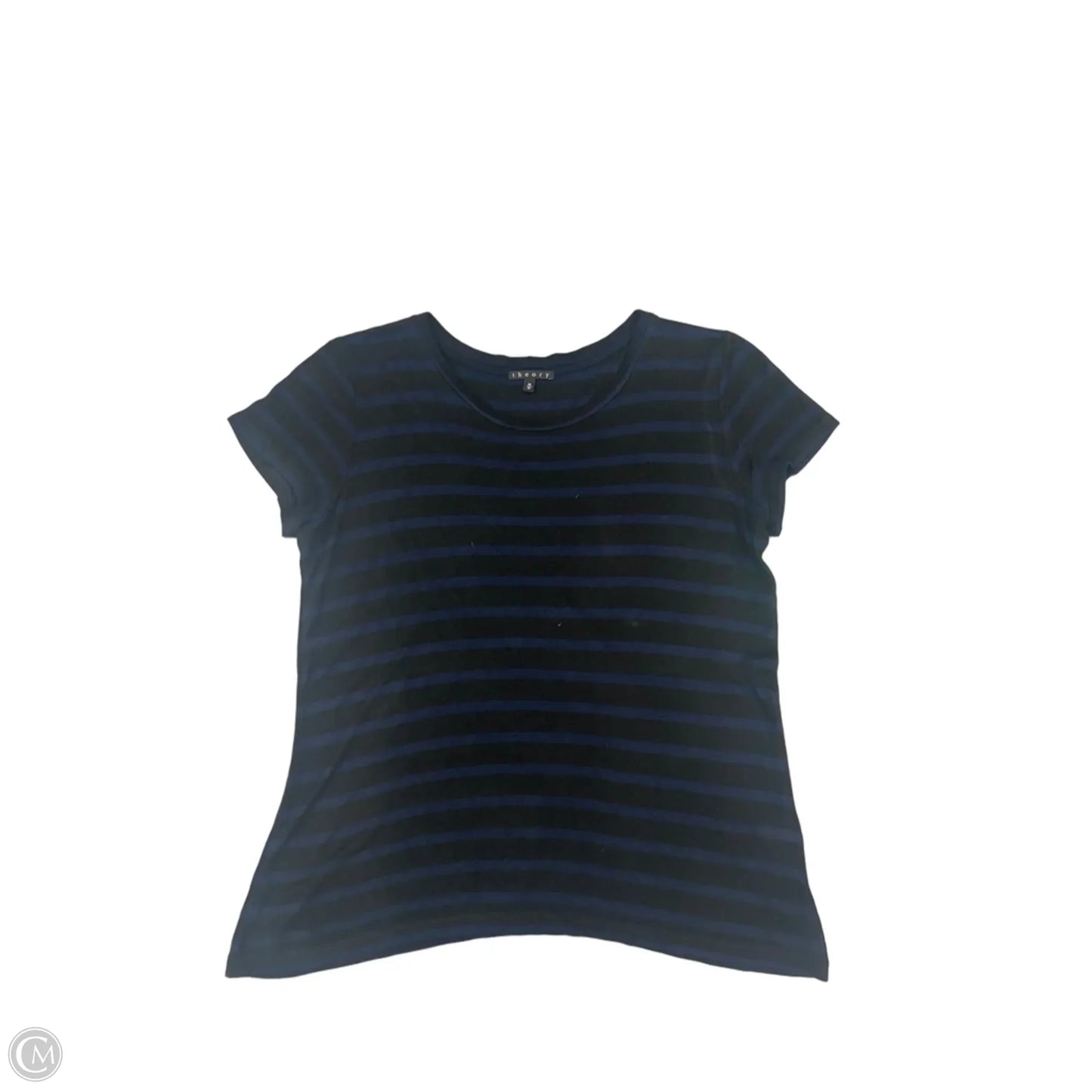 Top Short Sleeve By Theory In Black & Blue, Size: M