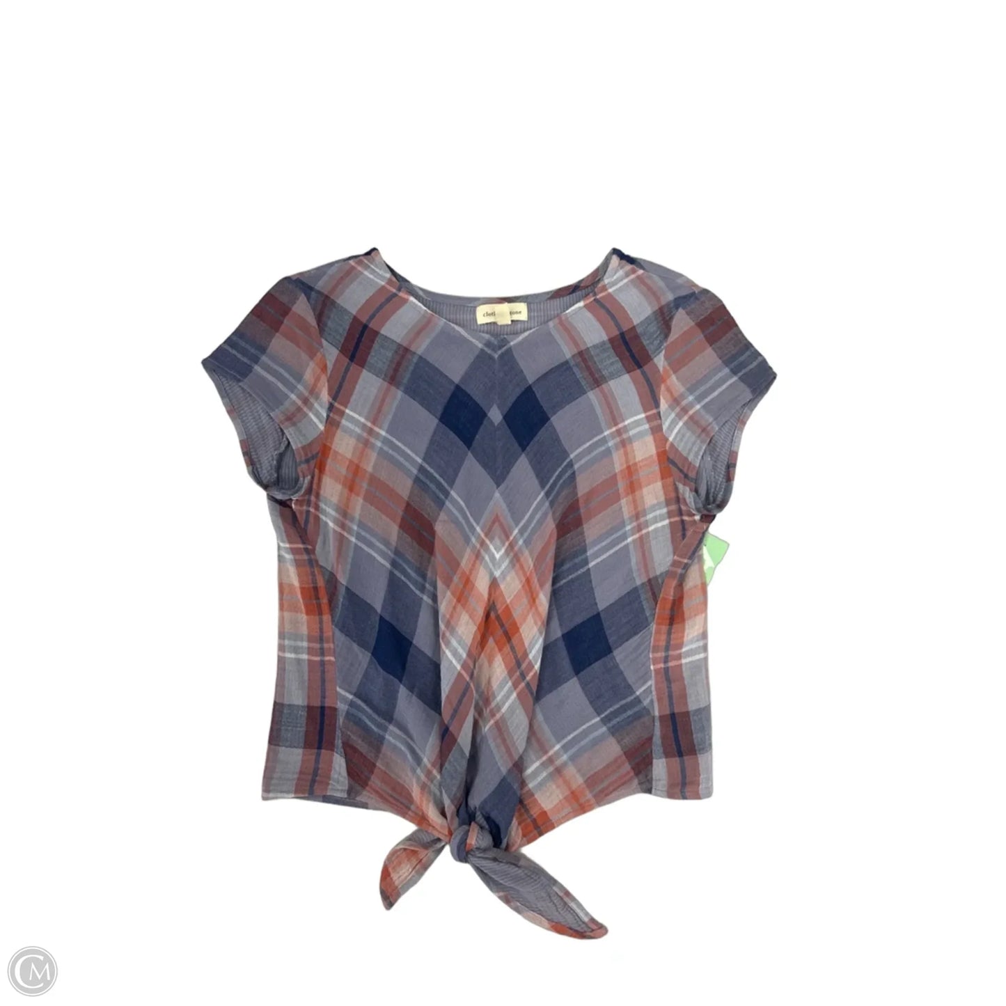 Top Short Sleeve By Cloth & Stone In Blue & Orange, Size: M