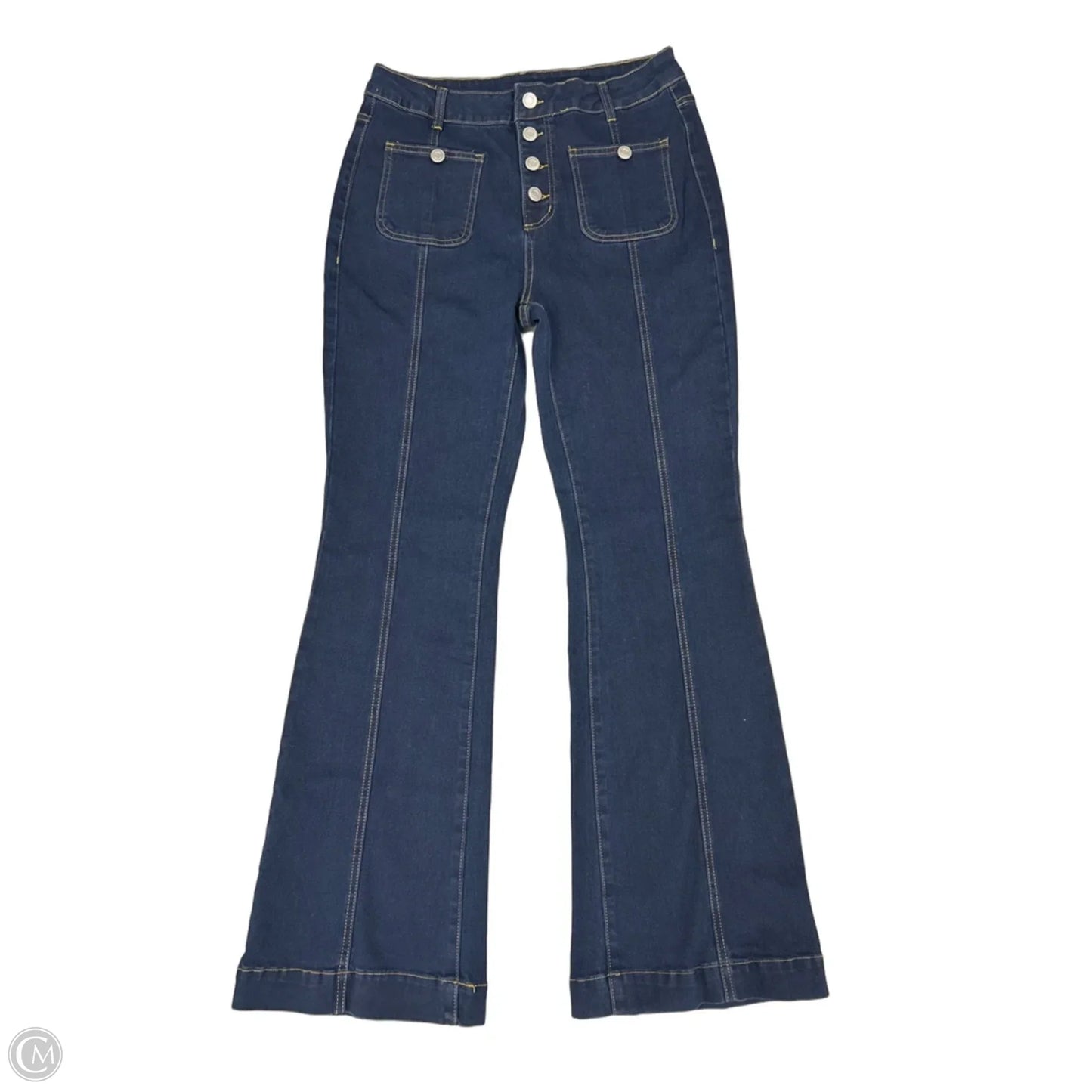 Jeans Flared By Cmf In Blue Denim, Size: 12