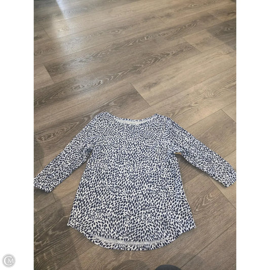 Top 3/4 Sleeve By Chicos In Blue & White, Size: L