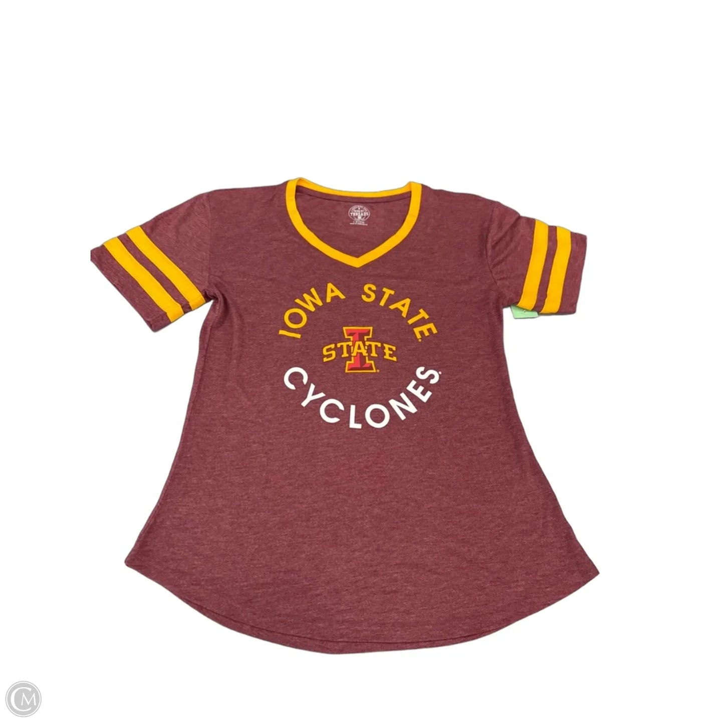 Top Short Sleeve By Cme In Red & Yellow, Size: M