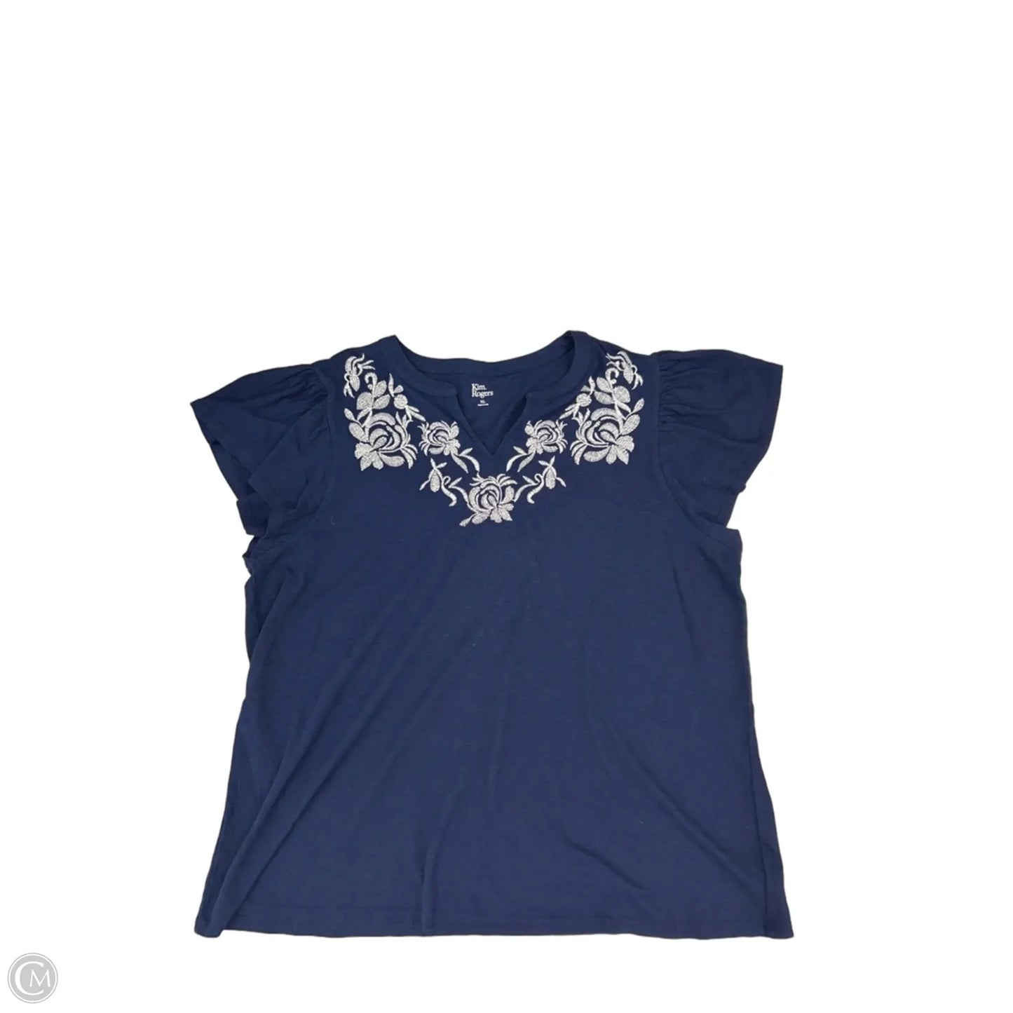 Top Short Sleeve By Kim Rogers In Navy, Size: Xl