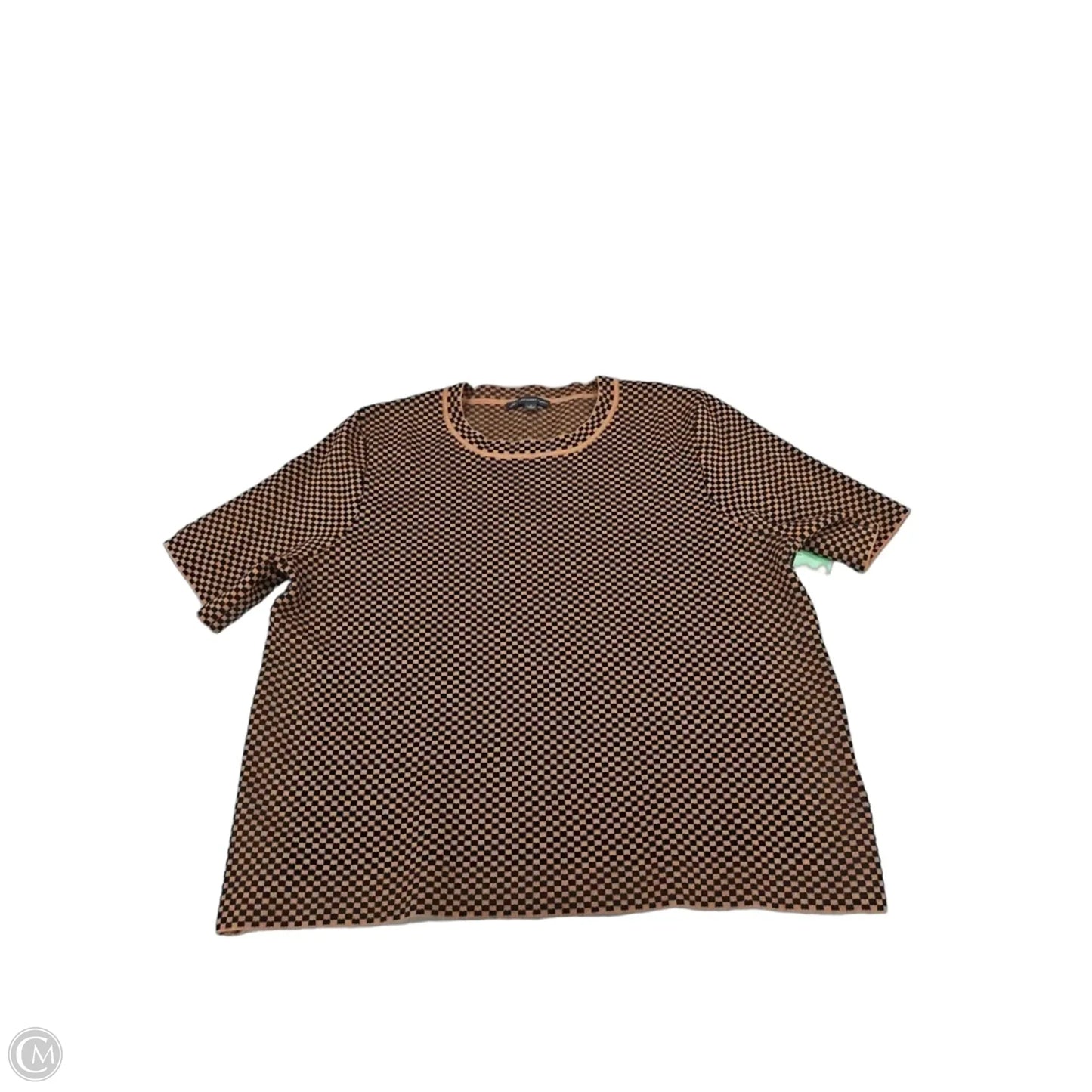 Top Short Sleeve By Adrianna Papell In Black & Brown, Size: L