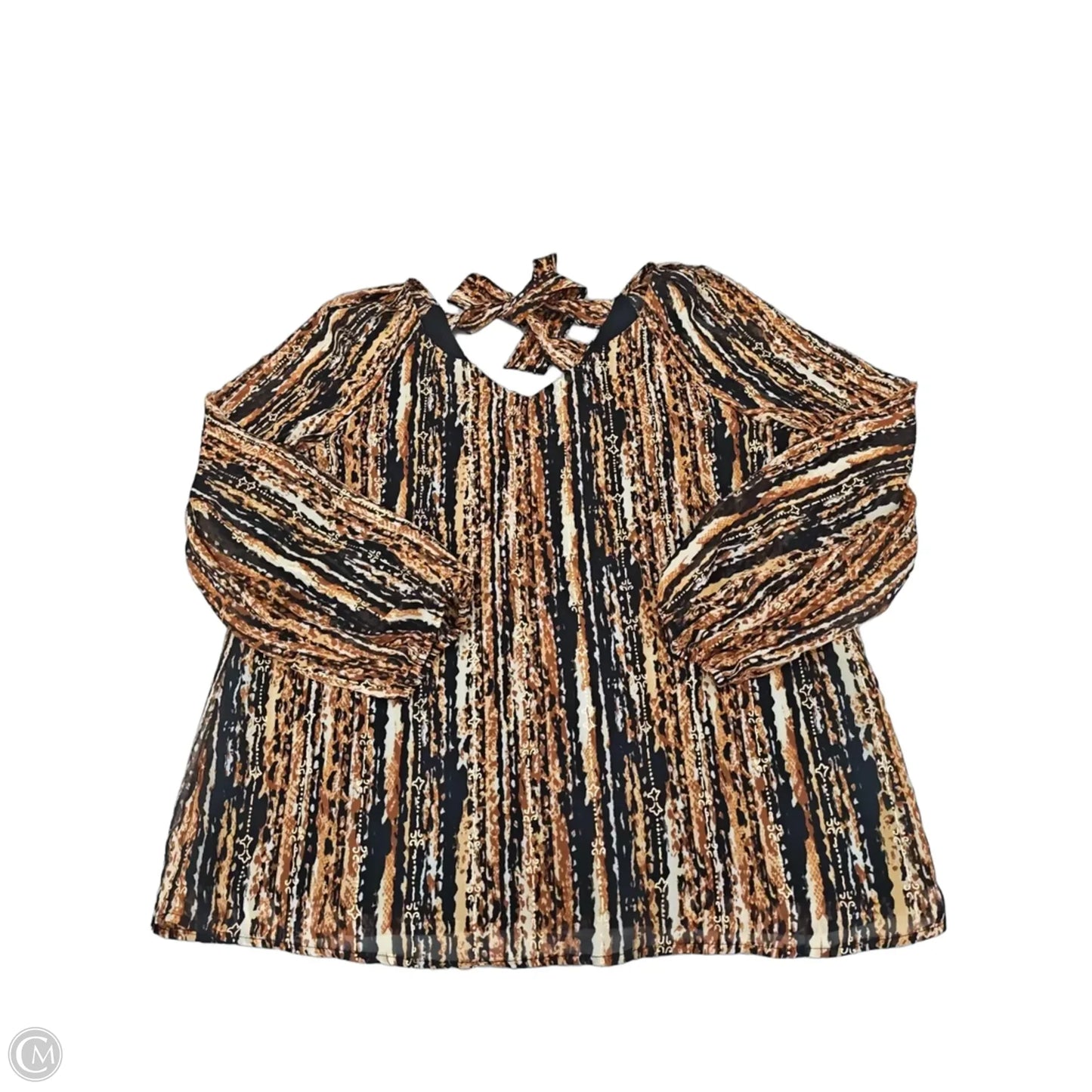 Top 3/4 Sleeve By Nine West In Black & Brown, Size: L
