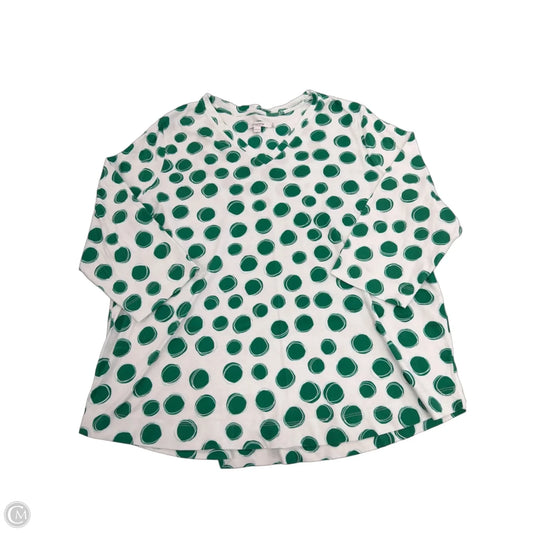 Top Short Sleeve By Chicos In Green & White, Size: Xxl