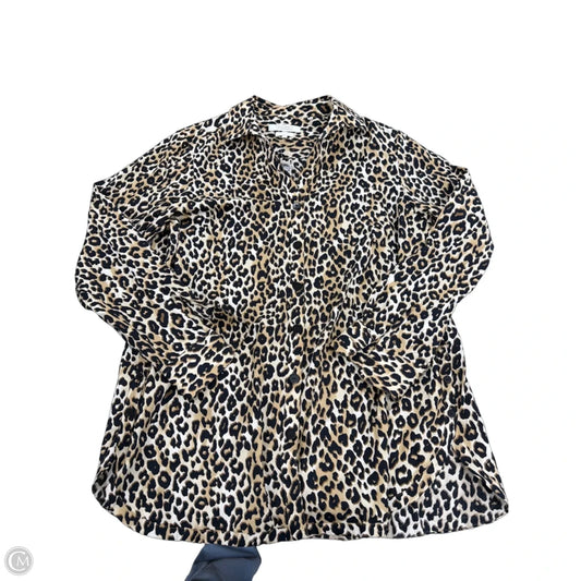 Top Long Sleeve By Foxcroft In Animal Print, Size: Xl