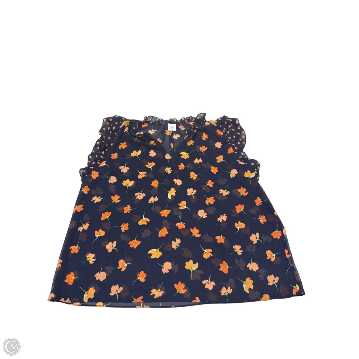 Top Short Sleeve By Cabi In Blue & Orange, Size: Xl