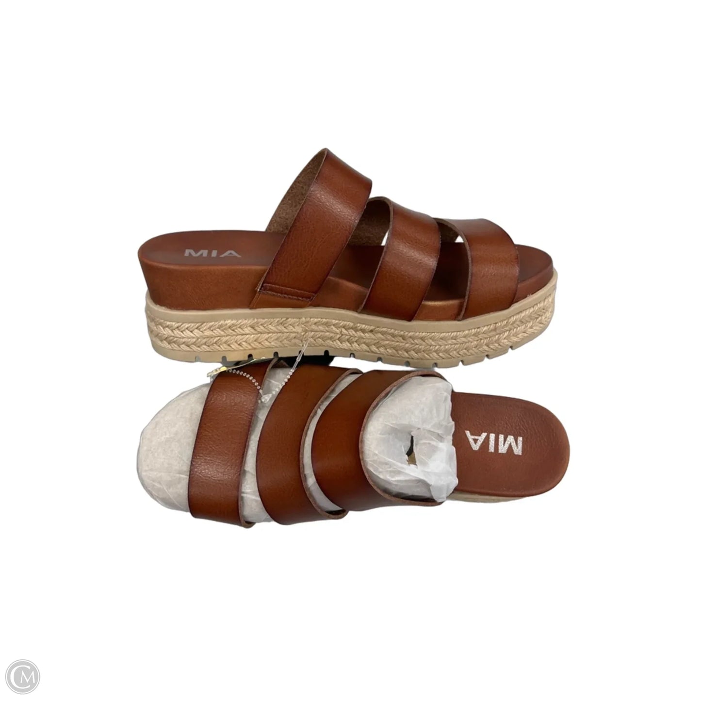Sandals Flats By Mia In Brown & Tan, Size: 7.5