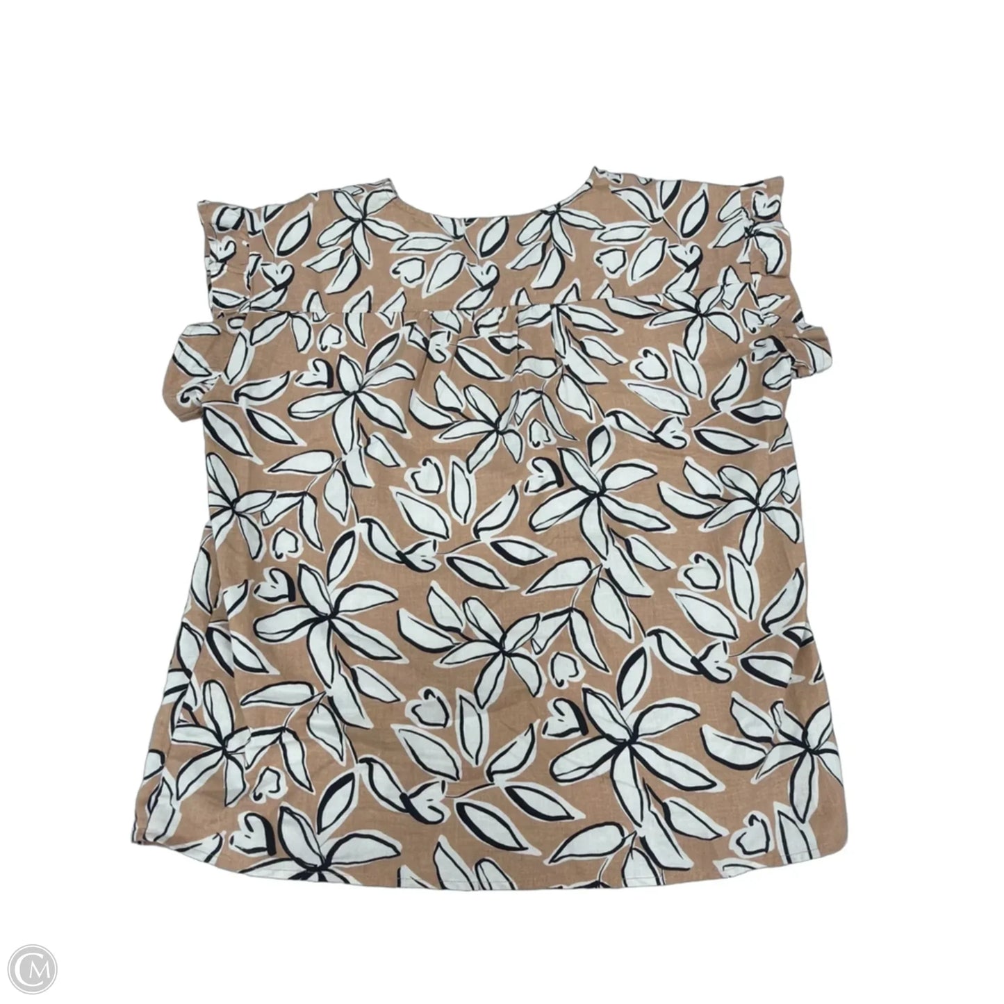Top Short Sleeve By Loft In Tan & White, Size: S