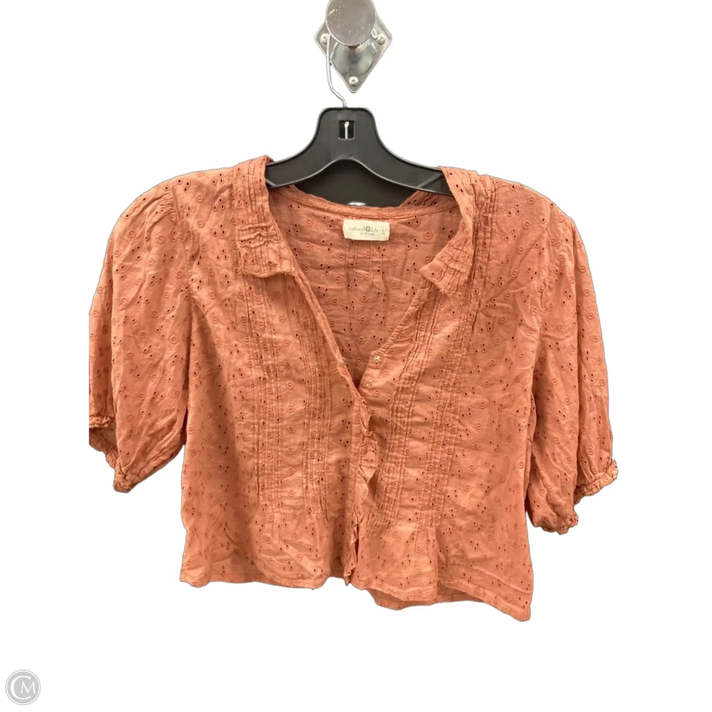 Top Short Sleeve By Natural Life In Orange, Size: L