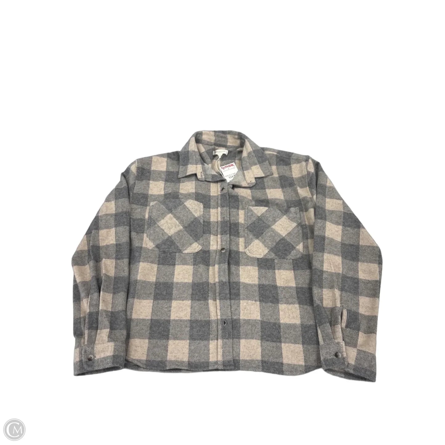 Top Long Sleeve By Beachlunchlounge In Grey & Tan, Size: L