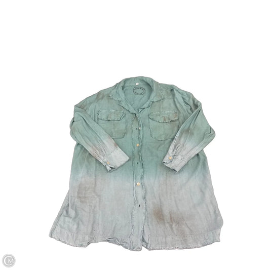 Top Long Sleeve By Cme In Teal, Size: 1x