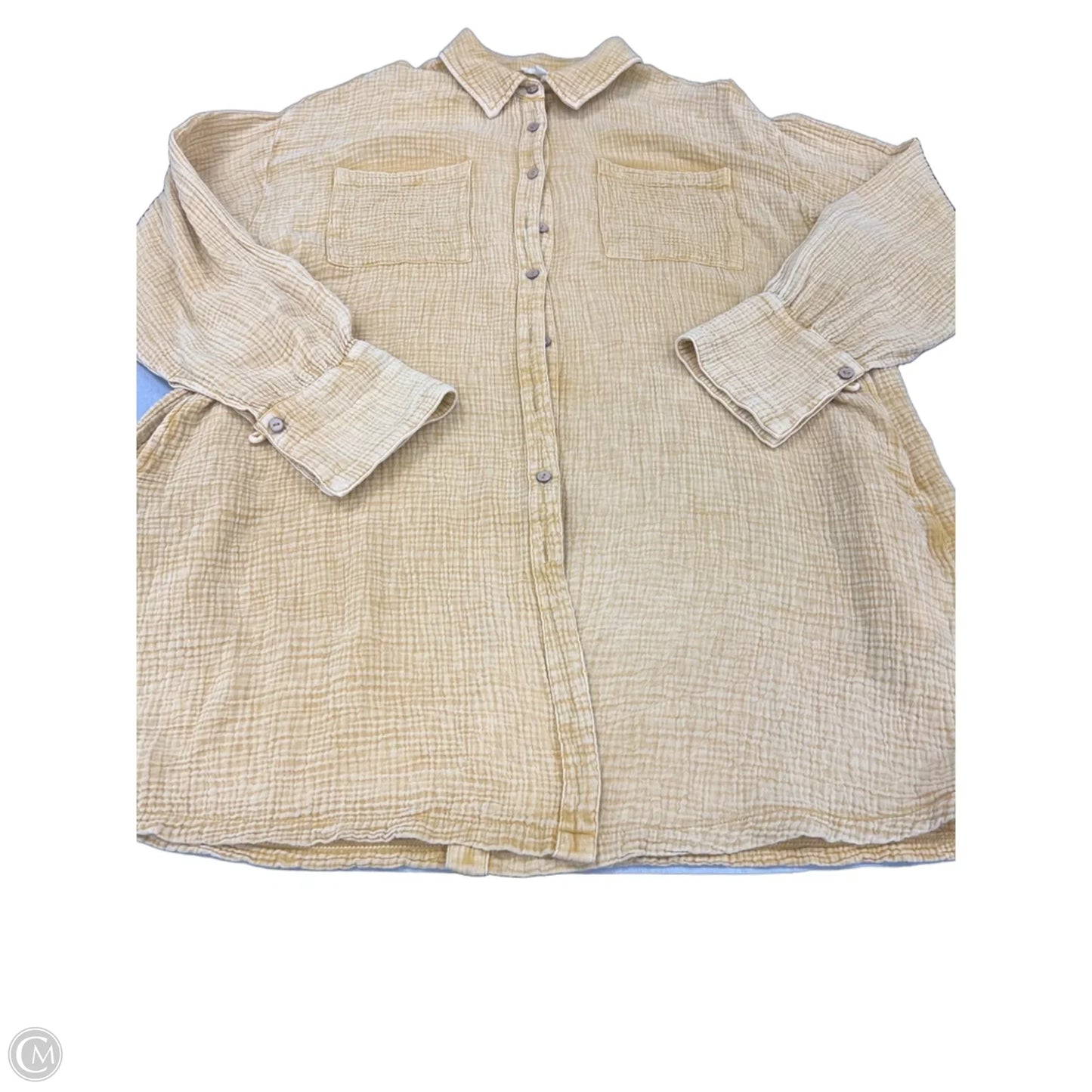 Top Long Sleeve By Easel In Yellow, Size: M