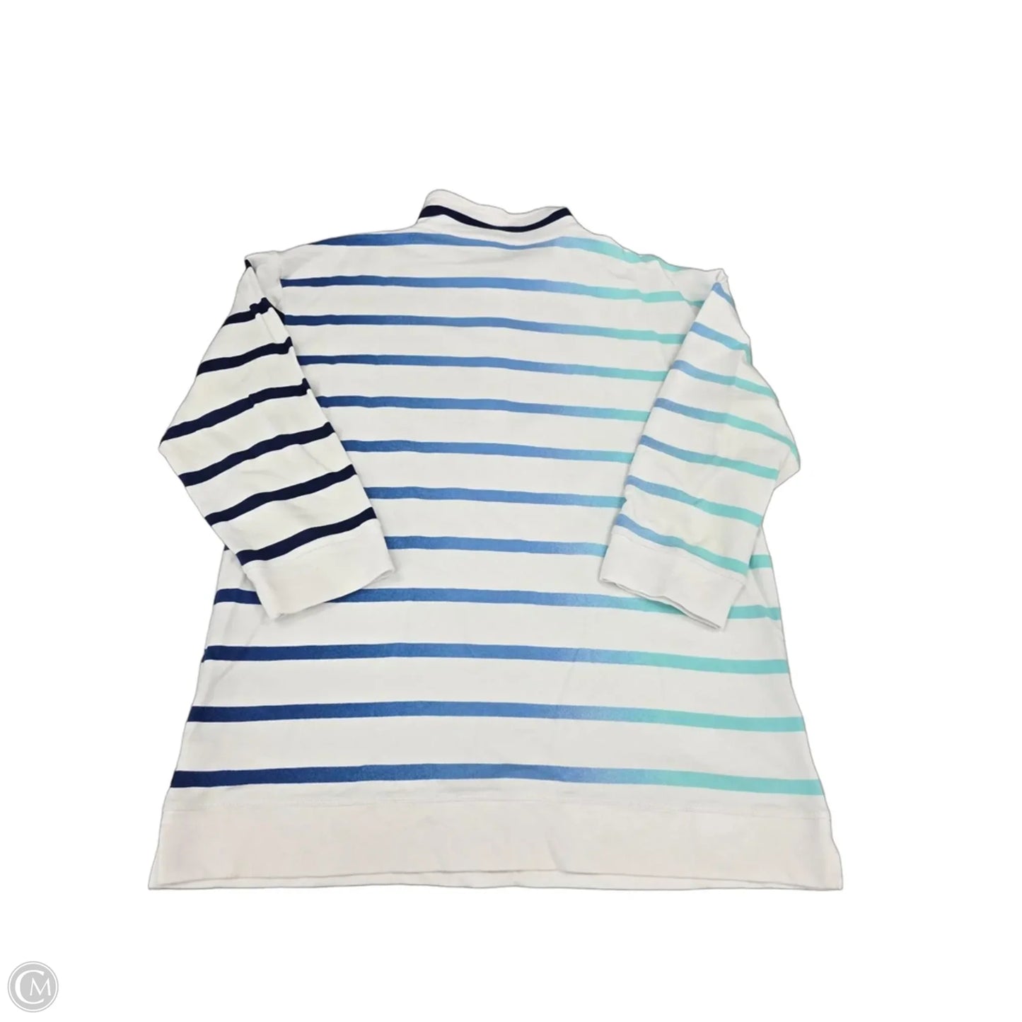 Top 3/4 Sleeve By Talbots In Blue & White, Size: L