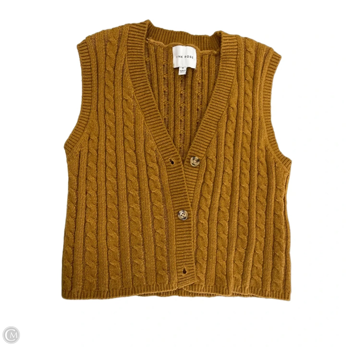 Vest Sweater By Pink Rose In Tan, Size: M