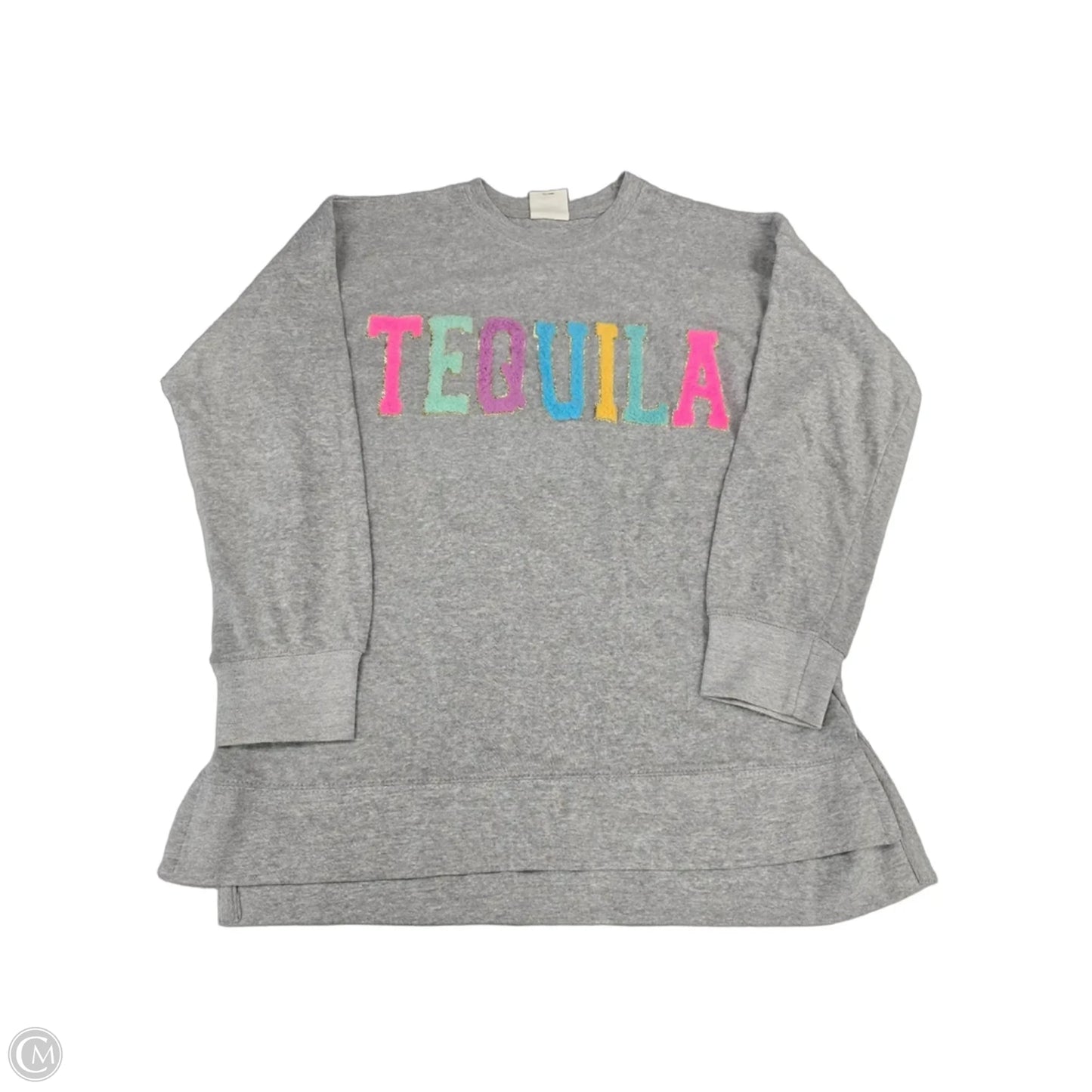 Top Long Sleeve By Cme In Grey, Size: L