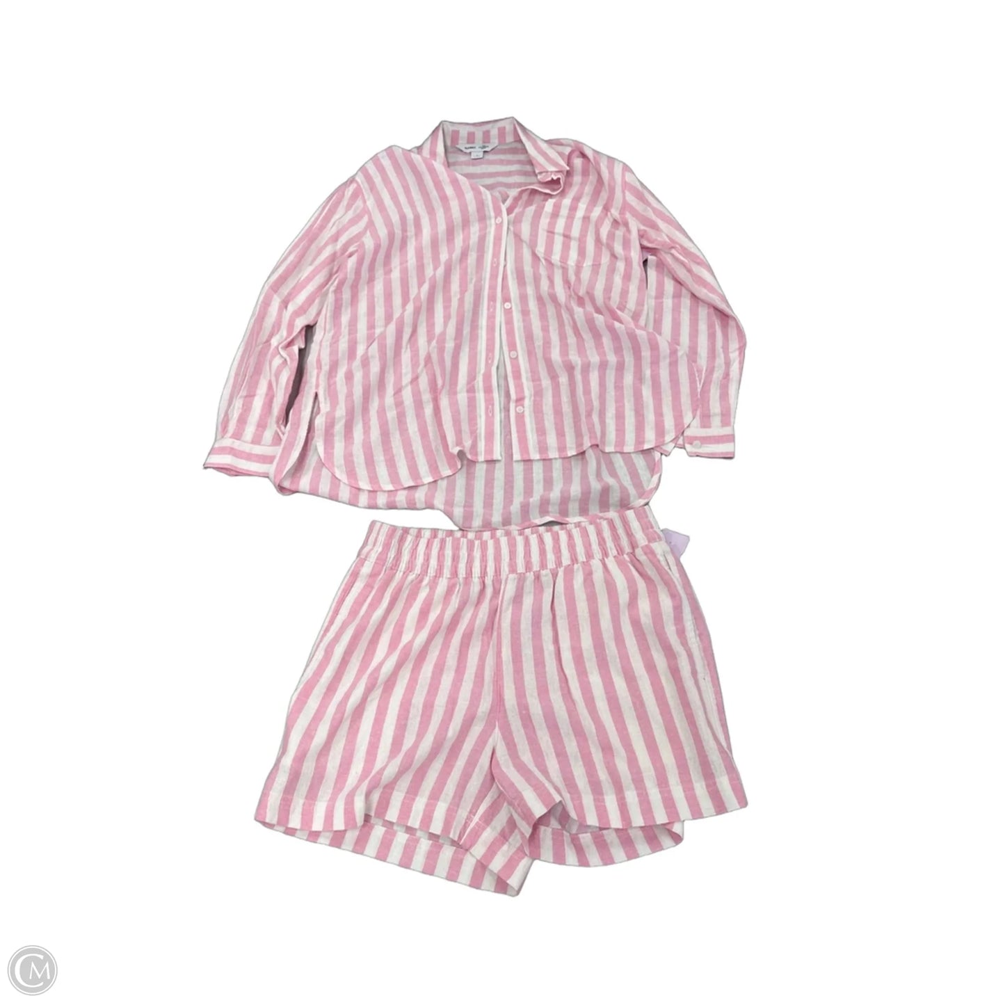 Top 2pc Long Sleeve By Old Navy In Pink & White, Size: S