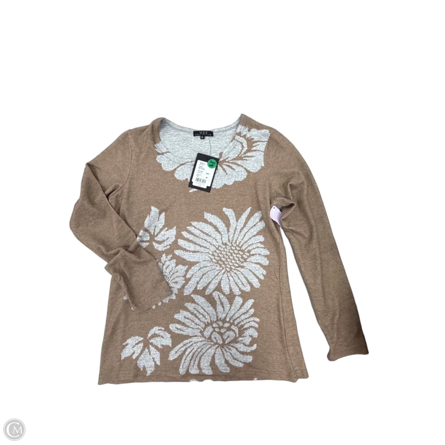 Top Long Sleeve By Cme In Tan, Size: M