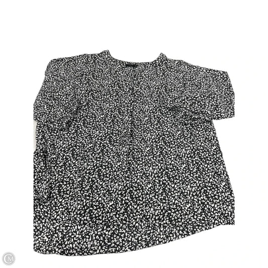 Top 3/4 Sleeve By Tahari In Black & White, Size: 1x