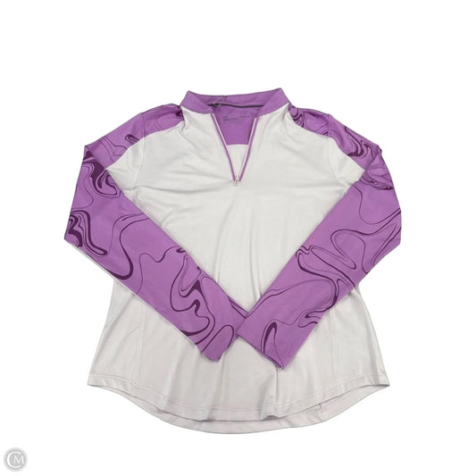 Athletic Top Long Sleeve Collar By Under Armour In Purple, Size: M
