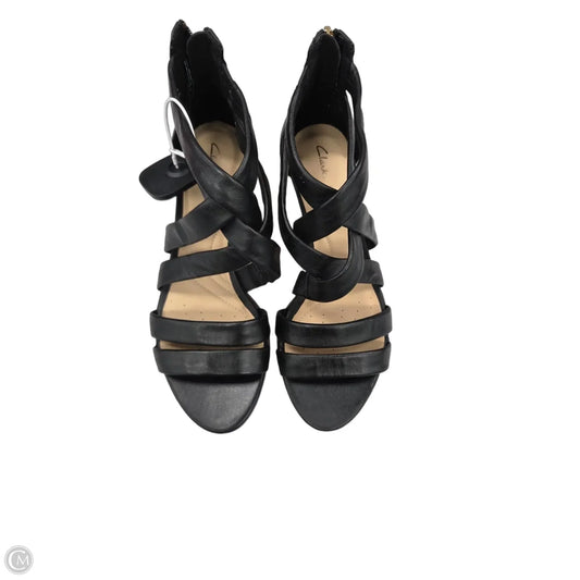 Sandals Heels Kitten By Clarks In Black, Size: 9